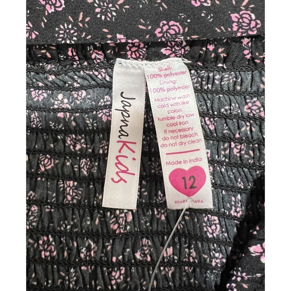 Japna Kids Girl's 2 Pieces Set - Skirt & Cropped Top Size 12 Black Floral - Picture 8 of 8
